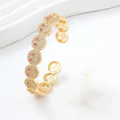 New Simple Smile Smiley Bracelet Copper Gold Plated Cubic