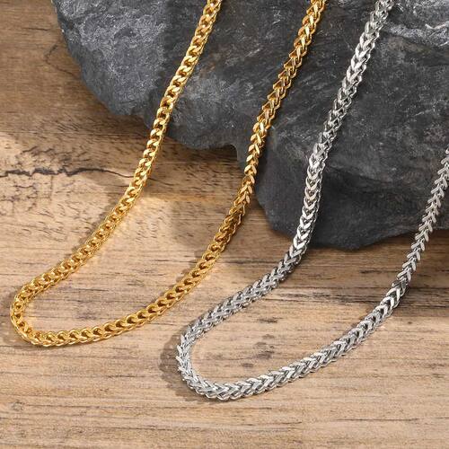 Punk Rock Foxtail Franco Chain Necklaces for Men Boys, Gold