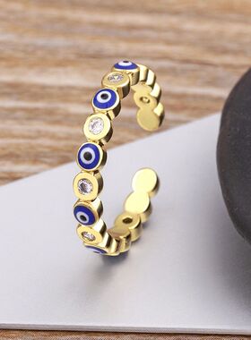 Nidin Hot Sale Lucky Evil Eye Rhinestone Rings For Women