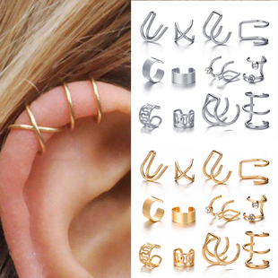 2022 Modyle Fashion Gold Color Ear Cuffs Leaf Clip Earrings