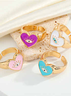 Heart Eyelash Evil Eye Finger Rings For Women Gift Jewelry