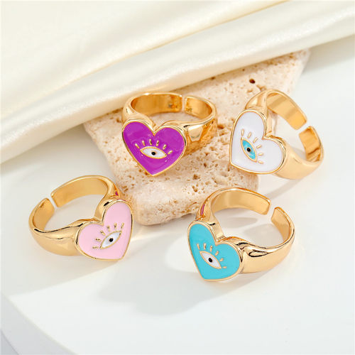 Heart Eyelash Evil Eye Finger Rings For Women Gift Jewelry