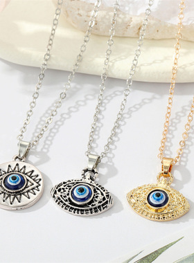 1Pcs Punk Sun Evil Eye Necklace For Women Men Gift Vintage