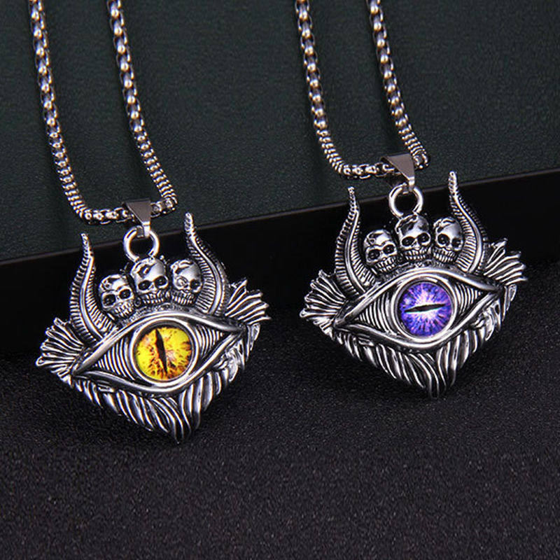 Punk Goth Multicolour Evil Eye Necklace For Men Personality