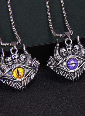 Punk Goth Multicolour Evil Eye Necklace For Men Personality