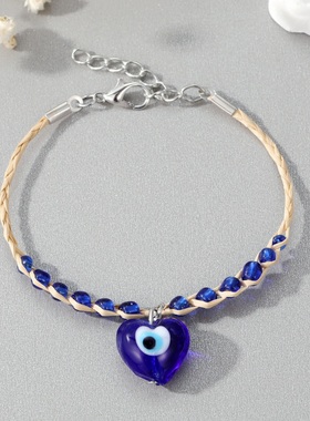 Classic Blue Evil Eye Bracelet for Woman Men Lucky Woven