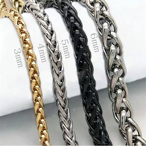 STEEL Twisted Rope CHAIN NECKLACE FOR MEN Women Versatile