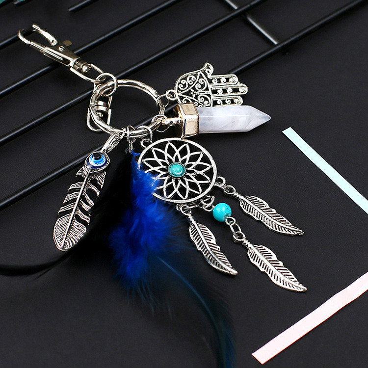 Creative Natural Stone Pendant Dream Catcher Key Chain