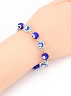 New Fashion Blue Evil Eye Bracelet Eye Beads Turkish Silver