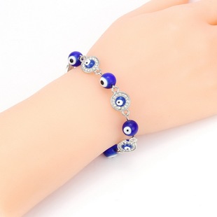 New Fashion Blue Evil Eye Bracelet Eye Beads Turkish Silver