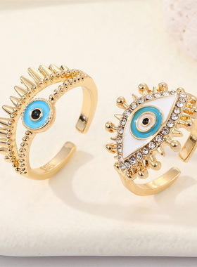 Hollow Zircon Evil Eye Finger Rings For Women Men Punk