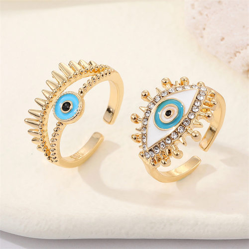 Hollow Zircon Evil Eye Finger Rings For Women Men Punk