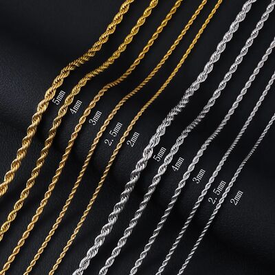 316L Stainless Steel Twisted Rope Chain Necklace For Men