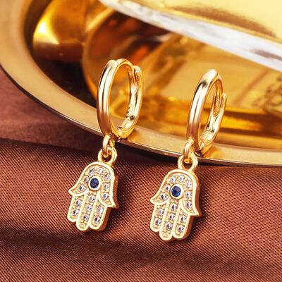 Turkish Demon Eye Hoop Earring Zircon Fatima Hand Hollow