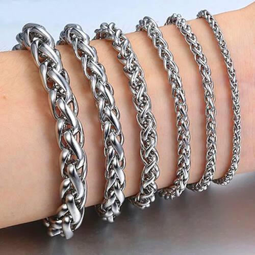 Simple Stainless Steel Twist Rope Chain Hand Bracelet For
