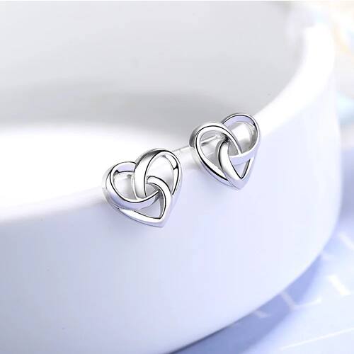 Sterling Silver Love Heart Stud Earrings For Women