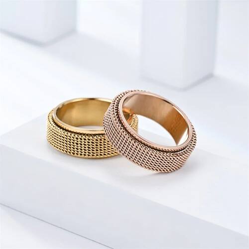 Simple 8mm Stainless Steel Spinner Mesh Ring For Men Women