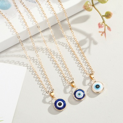 Round Eye Pendant Necklace Jewelry Choker Gold Color Chain