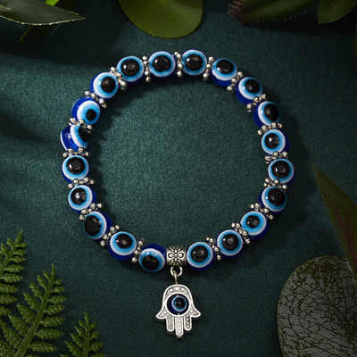 Lucky Blue Evil Eye Bracelet Hand of Turkey Thousand Eyes