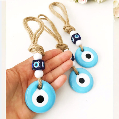 2023Round Blue Eye Hamsa Hand Keychain Keyring For Men Women