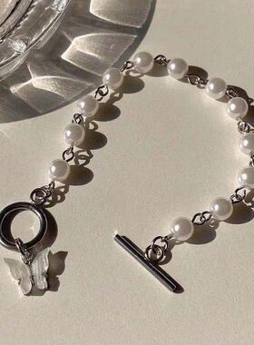 Butterfly pearl bracelet female ins niche does not fade girl