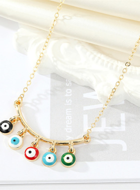 Enamel Evil Eye Beads Tassel Necklace For Women New Fashion