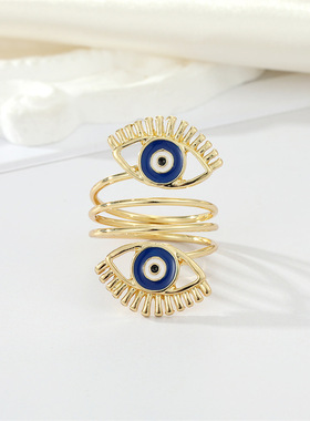 New Hollow Evil Eye Finger Rings For Women Personality Punk
