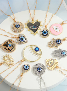 1 Pcs Hollow Hand Hamsa Evil Eye Necklace For Women Shiny