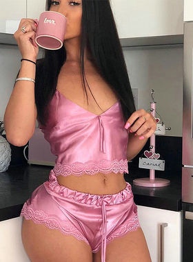 horts Set Lace Pijama Suit Sleepwear For Women Sexy Nighties