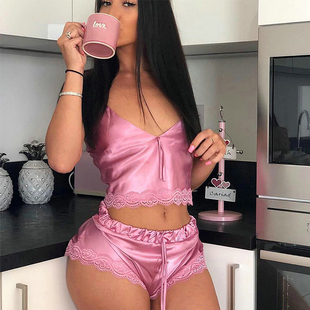 horts Set Lace Pijama Suit Sleepwear For Women Sexy Nighties