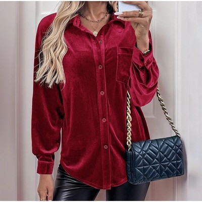 Cardigan long sleeved collared shirt women开衫长袖翻领衬衫女