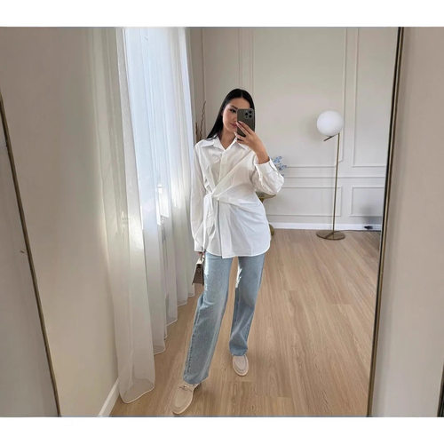 long sleeved shirt design top 跨境长袖衬衫设计感上衣通勤百搭