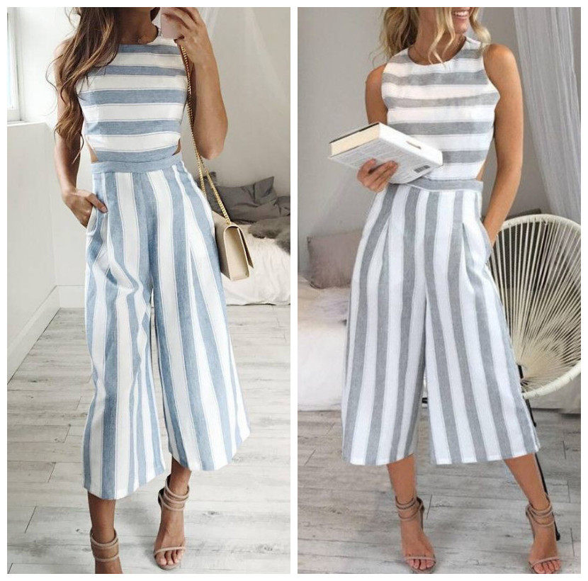 长裤露背镂空连身衣夏季街头欧美