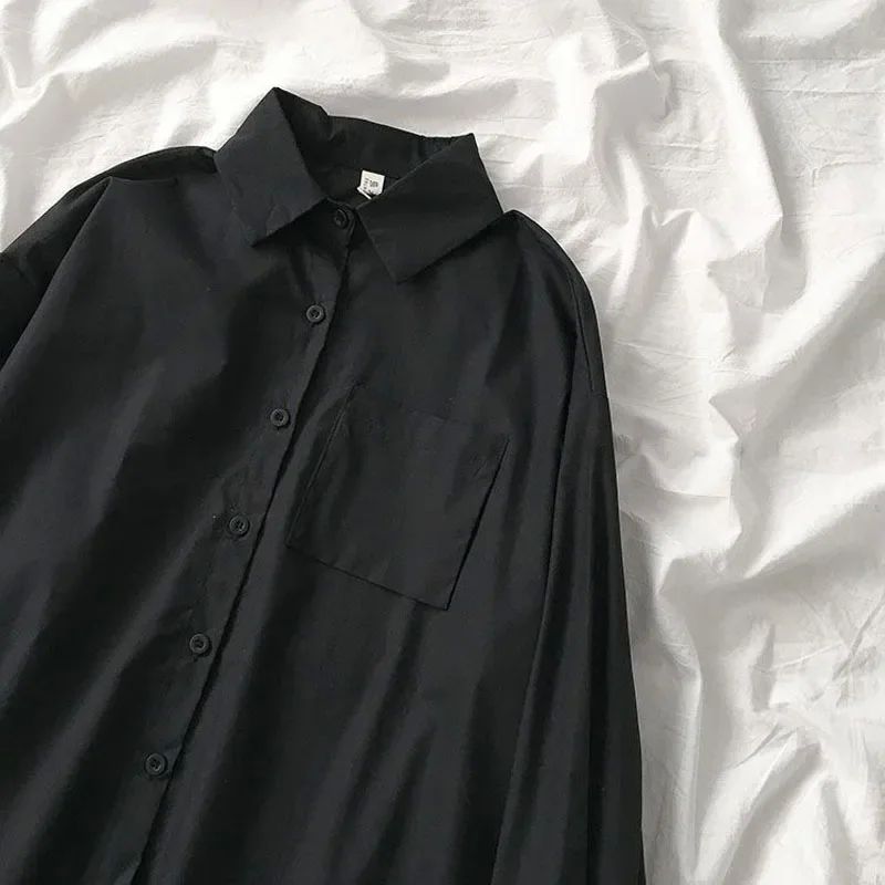 Women's loose collared button down shirt 翻领排扣宽松衬衫女