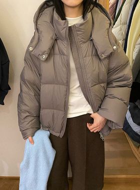 EVERTRUE 90白鸭绒羽绒服女保暖冬季韩版云朵连帽宽松外套潮91686