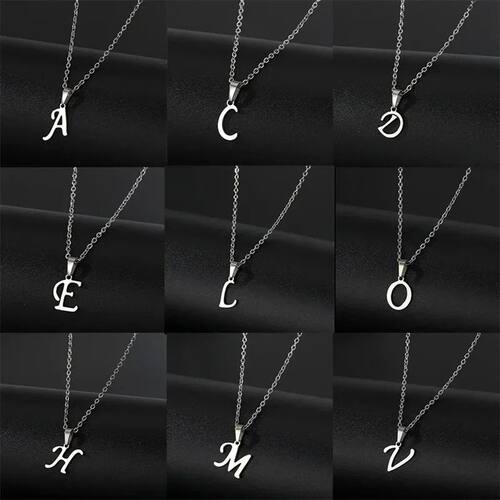 Vintage Initial Letter Pendant Necklace for Women Simple