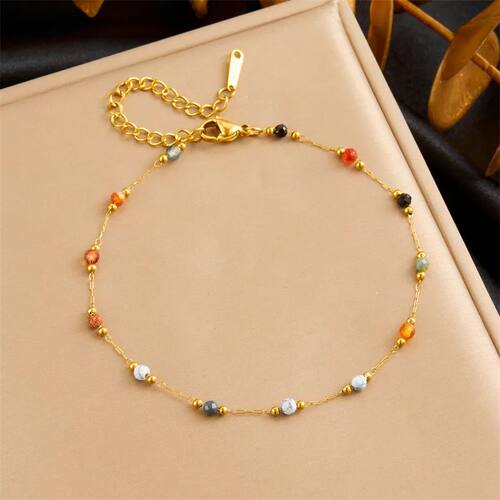 316L Stainless Steel Natural Colored Beads Bracelet Womens