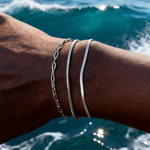 Men's Thin Chain Bracelet,Never Fade Stainless Steel