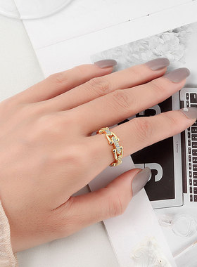 Ekopdee Fashion Hip Hop Zircon Gold Leopard Rings For Women