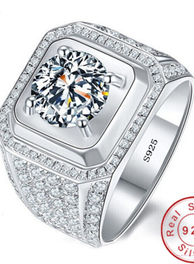 Solitaire Male 4ct Lab Diamond Gemstones Ring 925 sterling