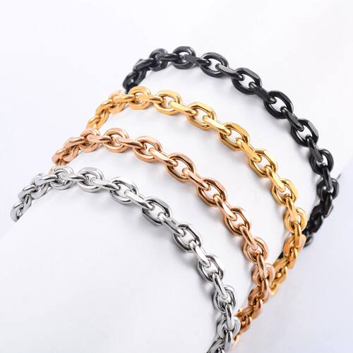 Classic Stainless Steel Rolo Bracelet Cut O Chain for Women