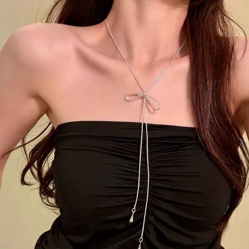 Temperament Tassel Pendant Long Necklace for Women Silver