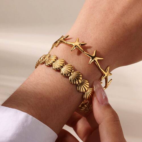 316L Stainless Steel Shell Starfish Bangles for Women