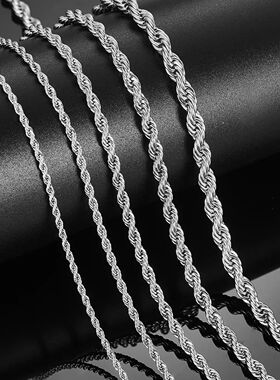 Men's Stainless Steel Punk Twist Rope Chain Necklace for