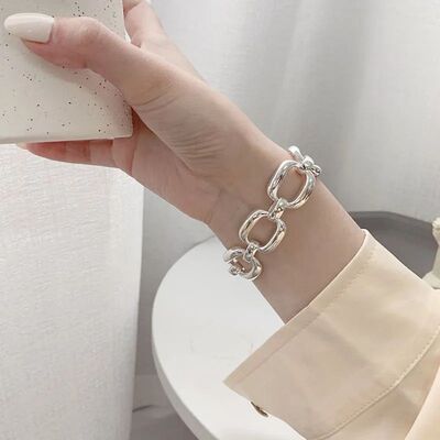 Sterling Silver Bracelets for Women Trend Hip Hop Vintage