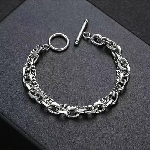 Stainless Steel Cuban Chain Bracelet For Men OT Buckle