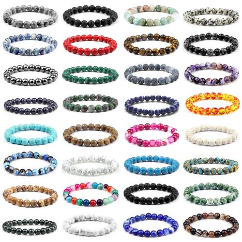Classic Men Bracelets & Bangles 8mm Natural Tiger Eye Lava