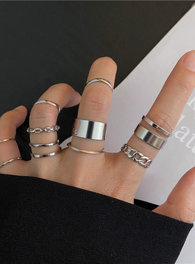 Boho Gold Color Cross Wide Rings Set For Women Girls Simple