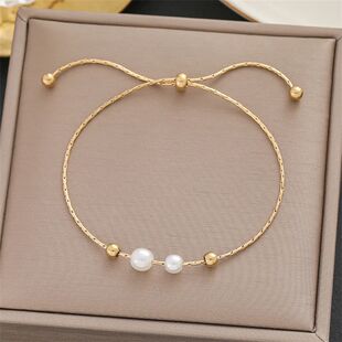 316L Stainless Steel Simplicity Beading Pearl Pendant Adjust