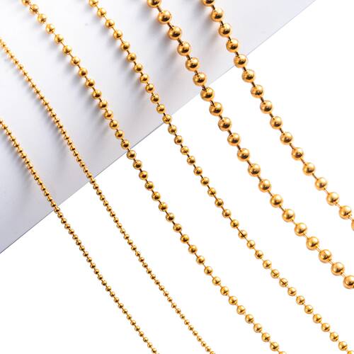 Wolesale Stainless Steel Round Bead Ball Chain Necklace Gold